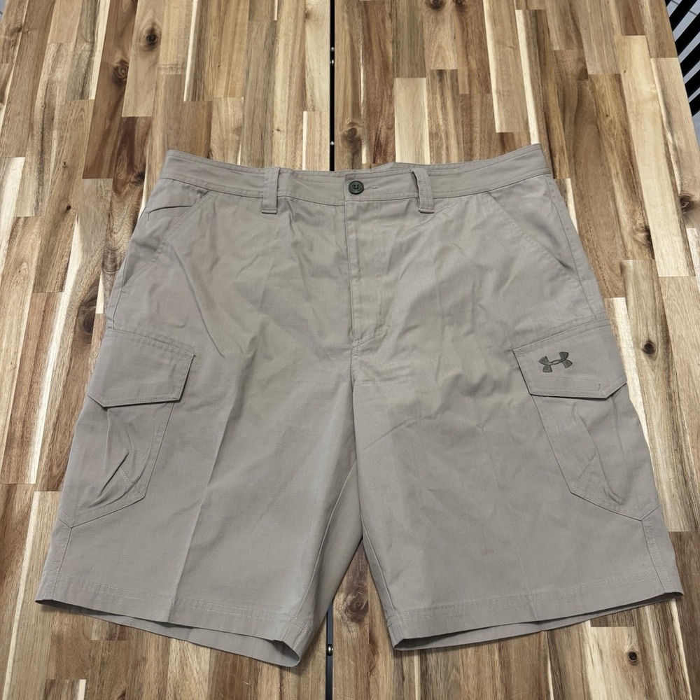 Under Armour Cargo Shorts Mens 40 Beige Utility Fishing Hunting Pockets Workwear